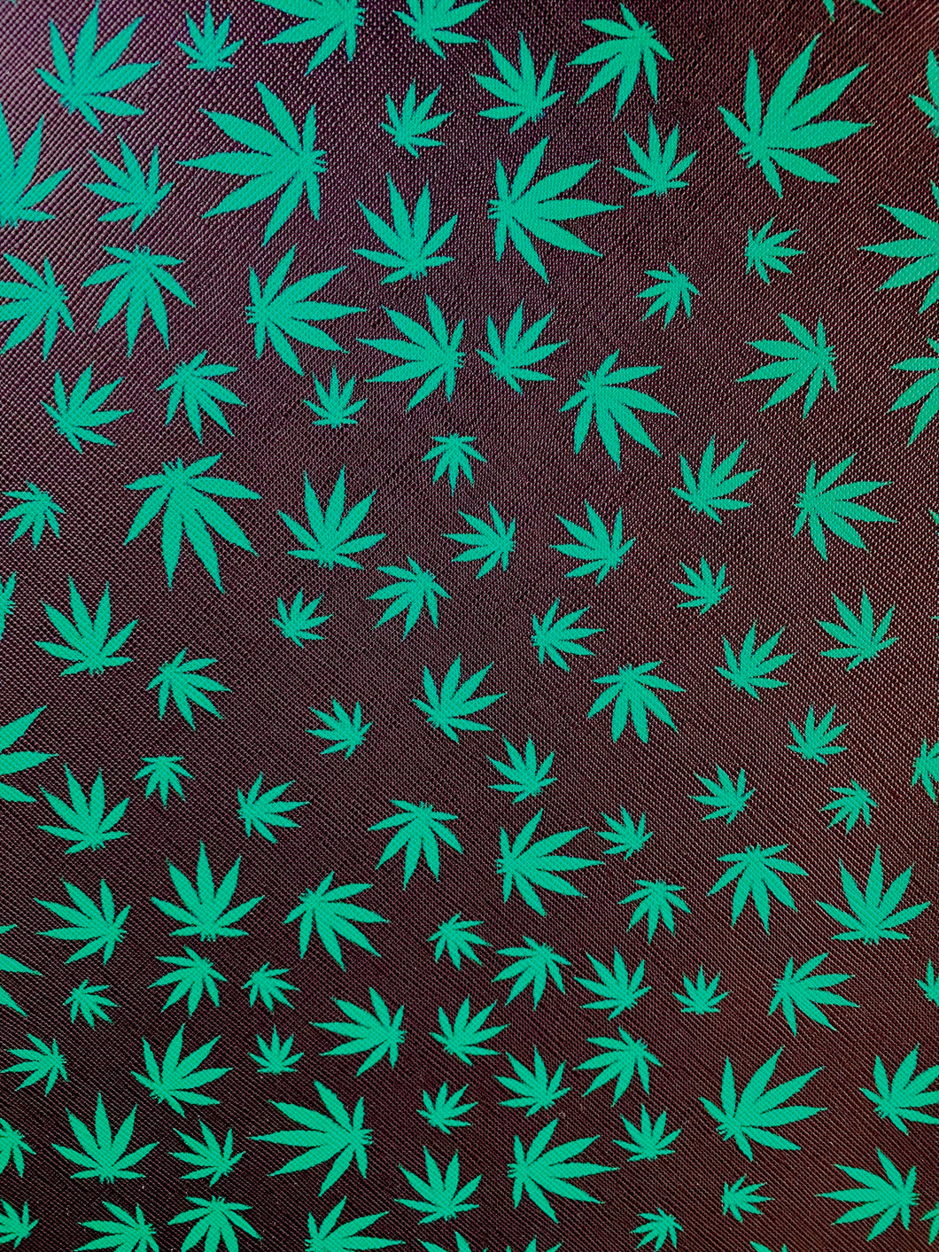 Marijuana on Black Faux Leather